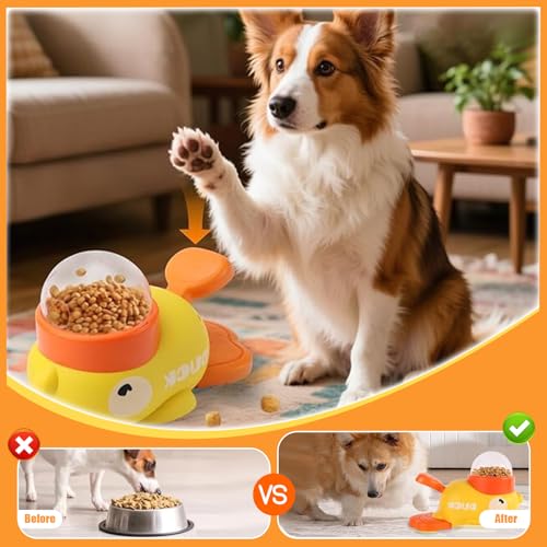 Entenform Intelligenzspielzeug - Slow Feeder Hund Katze, Hundespielzeug Intelligenz, Interaktives IQ-Training Spielzeug für Hunde, Reduziert Blähungen und Anti-Schlucken für Kleine und Mittelgroße