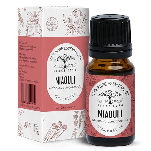 Image of All Naturals Niaouli Essential Oil 100% Pure for Congestion, Colds, Steam, Acne, Clear Breathing (More effective than Eucalyptus) - 15 mL