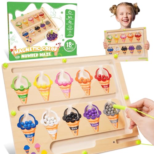 Tsokize Juegos Montessori 2 3 4 5 Años, Juguetes Niños 2-5 Años Juego Magnético Laberinto Regalos Niñas 2-5 Años Juego Educativo 2-5 Años Regalos Cumpleaños Niños Educativos Juguetes Madera 2-5 Años