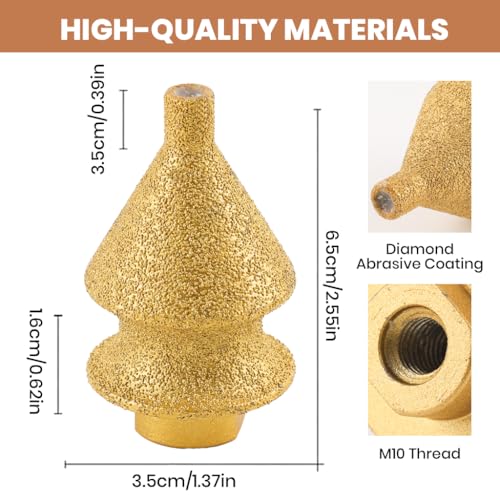Image of Serplex Diamond Drill Hole Saw & Chamfering Tool Set, 38mm M10 Diamond Coated Core Drill Bit with Hex Shank Extension, Hole Cutting & Edge Beveling Tool for Grinder Hole Concrete Tile Glass Ceramic