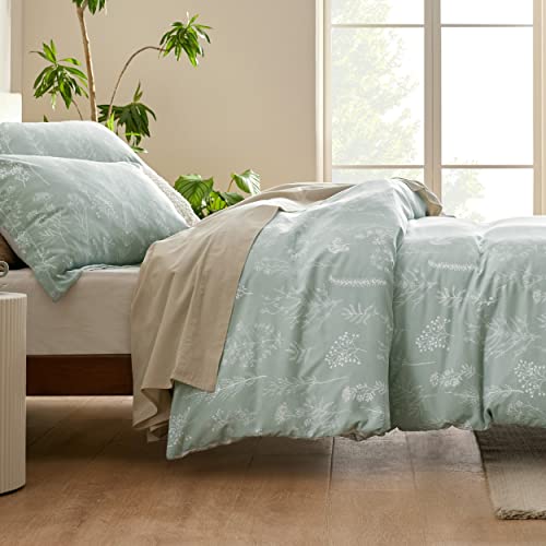 Bedsure Queen Comforter Set - Sage Green Bed Set, 3 Pieces Cute Floral Bedding, 1 Soft Reversible Botanical Flowers Comforter and 2 Pillow Shams - Image 6