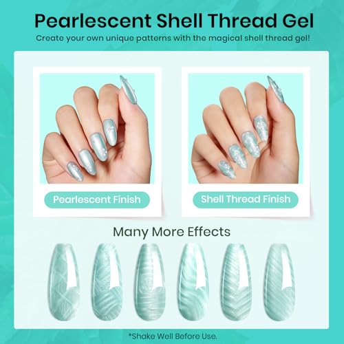 Image of Beetles Mint Green Gel Polish, 15ML Mint Green Glitter Nail Polish Pearlescent Shimmer Mermaid Gel Nails Soak Off U V LED Nail Lamp Need Manicure Salon DIY Nail Art Design