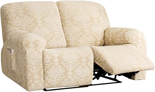 Miniatura 18 de JOKIVTOU Funda elástica para sillón reclinable con bolsillo, fundas de sofá reclinable de jacquard con estampado, protector de muebles con parte