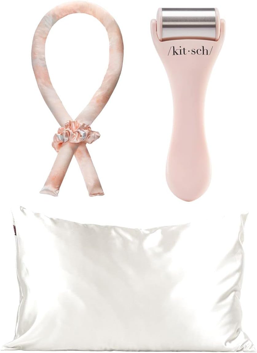 Kitsch Satin Pillowcase, Satin Heatless Curling Set, & Ice Roller for Face with Discount