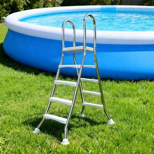 BOTOWI Échelle de Piscine avec Structure en Acier Inoxydable Hors Sol pour piscines avec Hauteur de paroi de 33 Pouces, capacité de 550 Livres, Accessoire Uniquement, Piscine Non Incluse,135cm