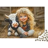 Bauernhof Kalb Szene 1000 Teile Puzzle Papier für Erwachsene Gemütliche Stallatmosphäre Puzzle für Familie Stressabbau Geschenk 52x38cm/1000pcs