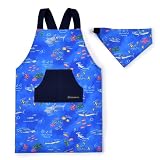 COLORFUL CANDY STYLE バッククロス子どもエプロン(100~120cm) ※お名前シール付き ブルーラグーン エプロン 子供 キッズ 男の子 三角巾付き N7906810-NVL2603