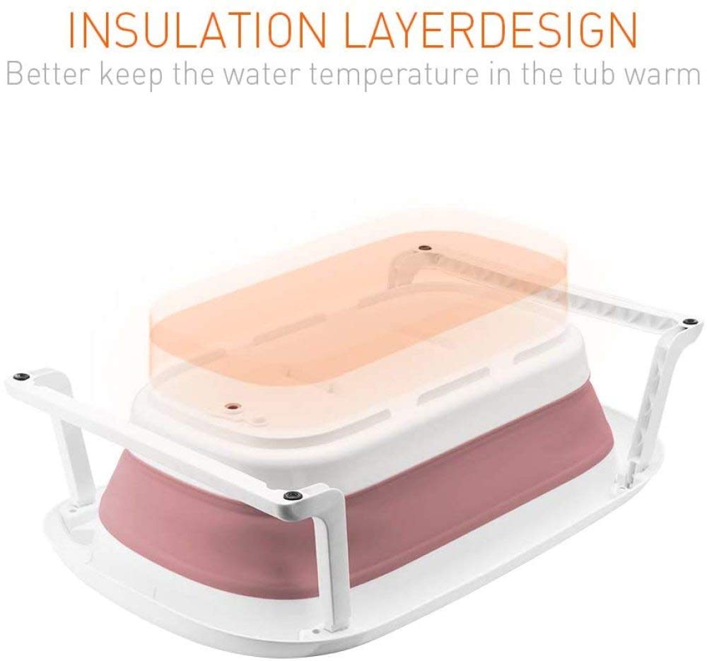 Bañera Plegable Portátil, SPA Niños Plástico Antideslizante para Ducha, Mantenimiento Eficiente De La Temperatura 84x48.5x20cm,Pink