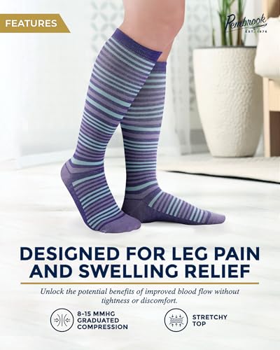 Image of Pembrook Bamboo Viscose Light Compression Socks - 3 Pairs | 8-15 mmhg Compression Socks | Knee High Comfort Support Socks