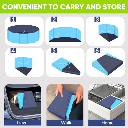 Image of Dog Pool, Foldable Pet Swimming Pool with 6mm High-Strength PP Board, Hard Plastic Collapsible Doggy Pools for Small Dogs Kitty Duck, Non-Slip Doggie Bathtub Quick to Set Up and Drainage Hole, 40 inch