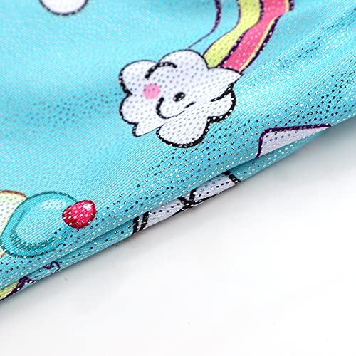 EQSJIU Little Kid, Girls Gymnastics Leotards With Shorts Aqua Unicorn Rainbow Cloud Ice Cream Lollipop Diamond Shiny Sparkle Leotard For Girls Gymnastics 4t 5t 4-5t Dance Class4