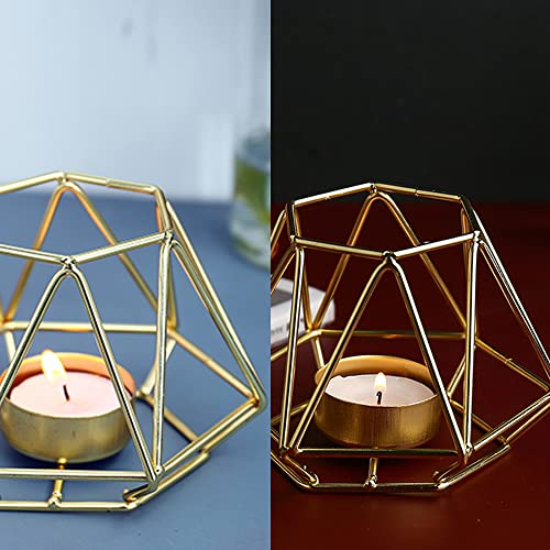 2 stuks geometrische kaarsenhouders van smeedijzer, metalen kaarsenhouder, metalen metalen kaarsenhouder voor woonkamer, bruiloftsdecoratie - Afbeelding 8