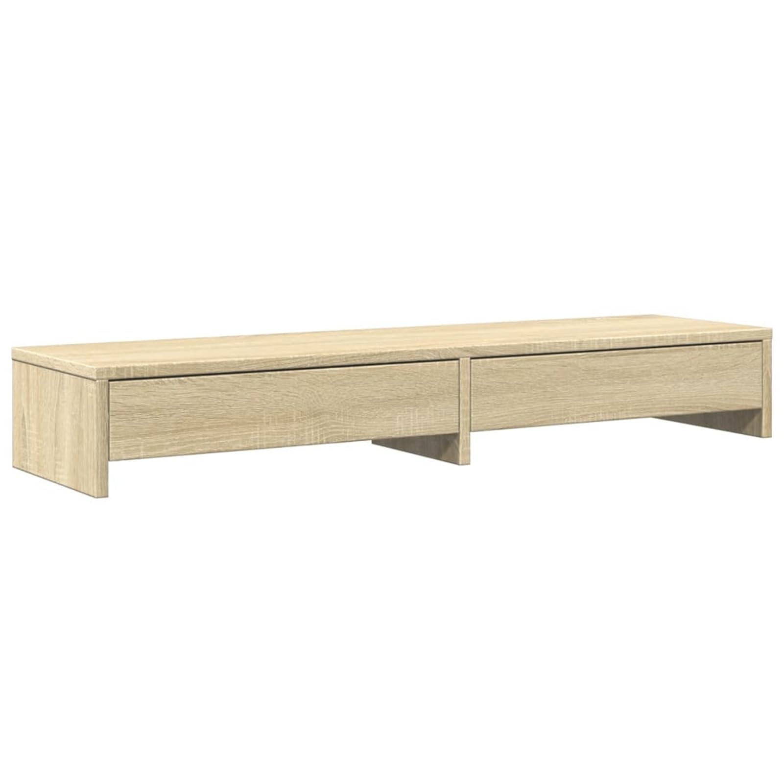 Homgoday Doppelmonitorständer mit Schubladen, Sonoma-Eiche, 100x27x15 cm, Holzwerkstoff, für Büro-Organisation