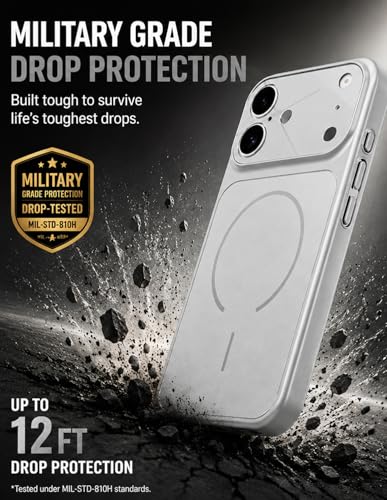 Image of Compatible iPhone 17 Cover Case Scratch Resistant Premium Glass Finish iPhone 17 Slim Fit Protective Back Cover Shockproof Camera Guard Mag-Safe iPhone 17 Cover (Silver)