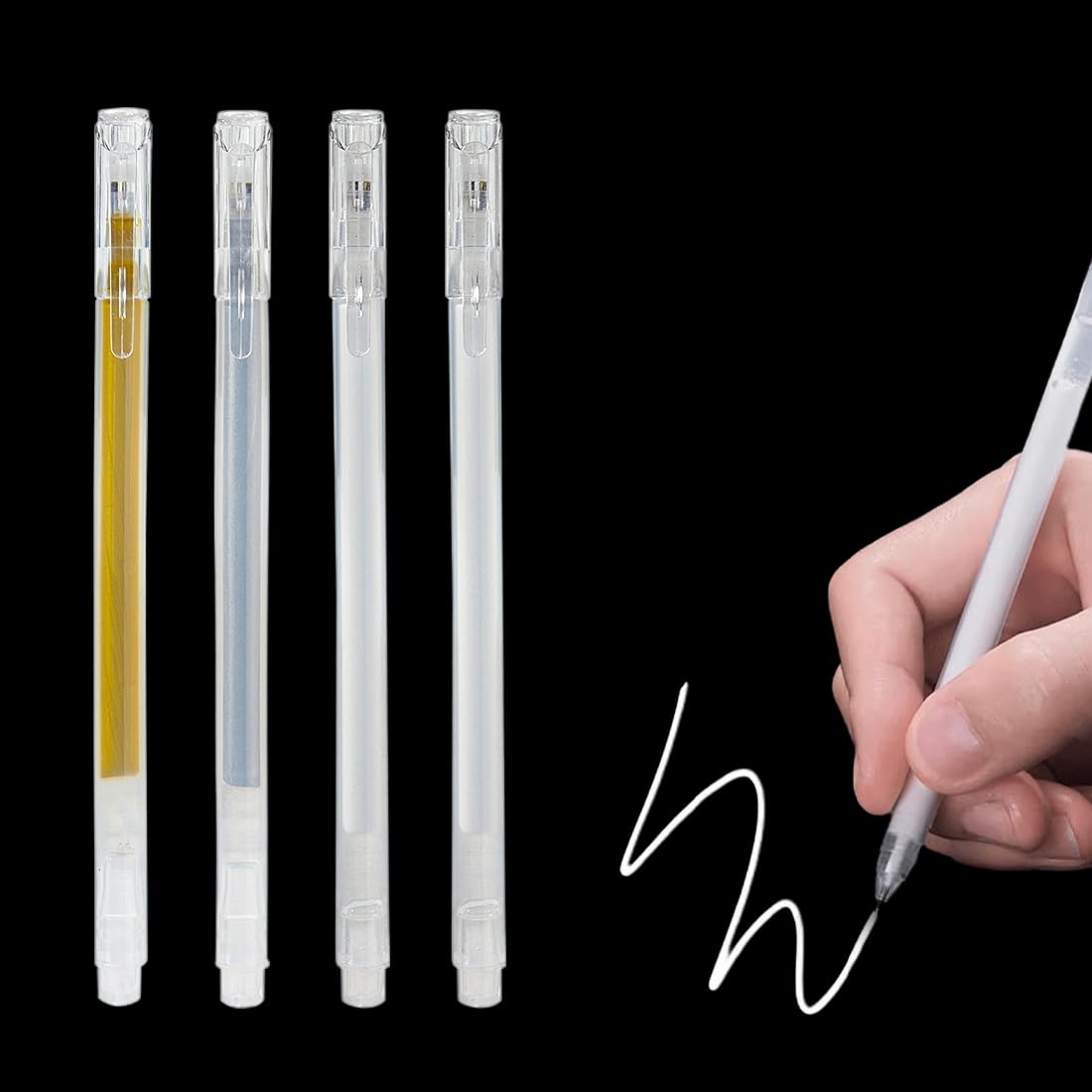 YAYNO 4 Piezas Bolígrafos de Gel Blancos Caneta Branca Oro Plata para Papel Negro Bocetos Dibujos Libros para colorear para Adultos e Ilustraciones
