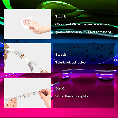 Image of DAYBETTER (2rd Gen) SMD 5050 Remote Control Led Strip Lights 50ft Color Changing with 44Keys Remote Controller and 12V Power Supply for Bedroom