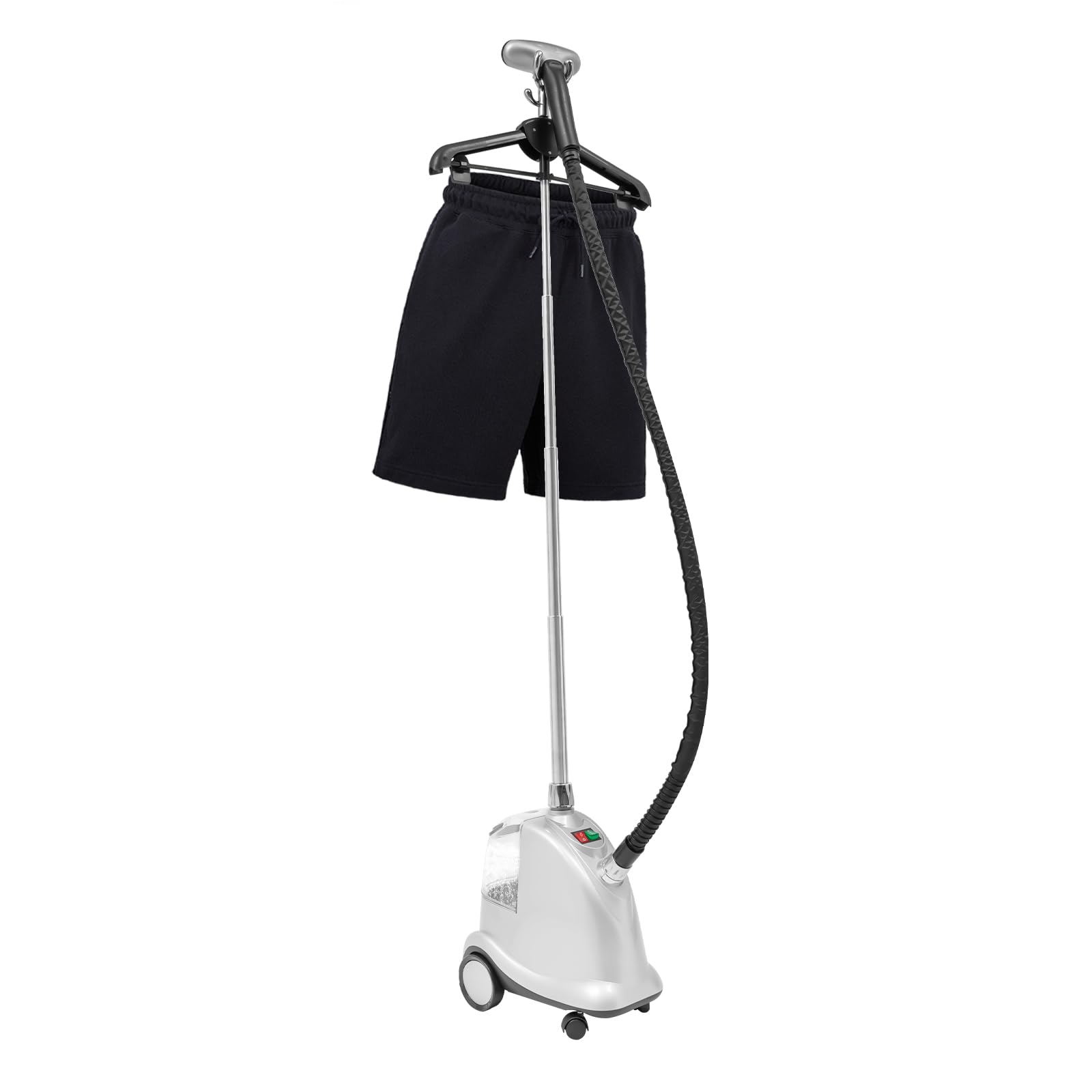 CRYBY Steaming Wrinkle Remover, 3 Gears Standing Steamer for Clothes 1800W Powerful Garment Steamer with Ironing Head & 4 Wheels, Portable Fabric Steamer for Suit, Shirt, Skirt, Trouser, Bed Sheet