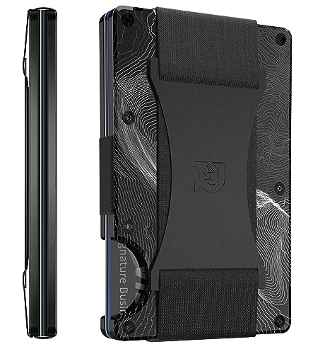 Image of Ridge Wallet for Men - Slim Minimalist Compact Wallet and Card Holder, RFID Protected Front Pocket Wallets for Men with Integrated Cash Strap, Half Dome - Topographic, One Size, Hex Ridge