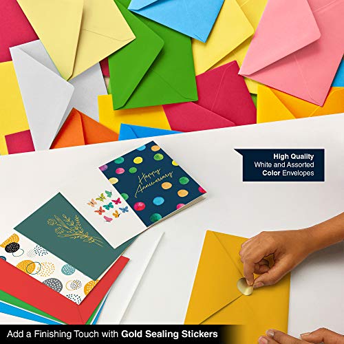 Dessie 100 Large All Occasion Greeting Cards Assortment w/Greetings Inside. Birthdays, Sympathy, Thinking Of You etc. Card Organizer Box With Dividers, Colored Envelopes, Gold Seals, Events Calendar.