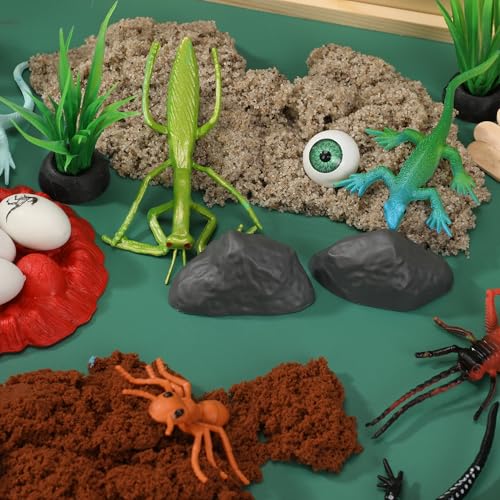 Image of Insects and Reptiles Putty Explorers Educational Sensory Kit Wooden Play Box Bugs Snakes Science Life Moldable Sand Kit STEM Educational Toys Science Teacher Classroom Gifts Lizards Volcano Easter