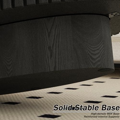 Wxnnx Ovaler Couchtisch Modern Handgefertigt mit Fluted Design und Stabilem Sockel Ellipsen Trommeltisch für Wohnzimmer Kleine Räume, Einfacher Aufbau – Bild 8