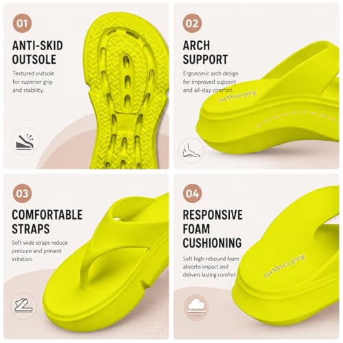 Image of ORTHO JOY Orthopedic Slippers for Women | Soft Cushioned EVA Flip Flops with Arch & Heel Support | Lightweight Anti-Slip Platform Thong Slides for Daily Wear, Indoor & Outdoor