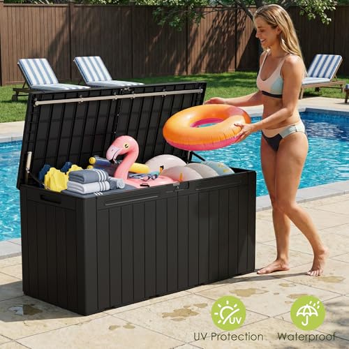 Image of Devoko 100 Gallon Outdoor Storage Box, Waterproof Deck Box Lockable