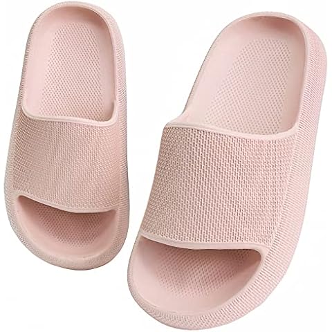 WYSFLY Kids Sliders Boys Girls House Slippers Non-Slip Summer Beach Pool Slide Sandals Light Pink 13 UK Child Cover