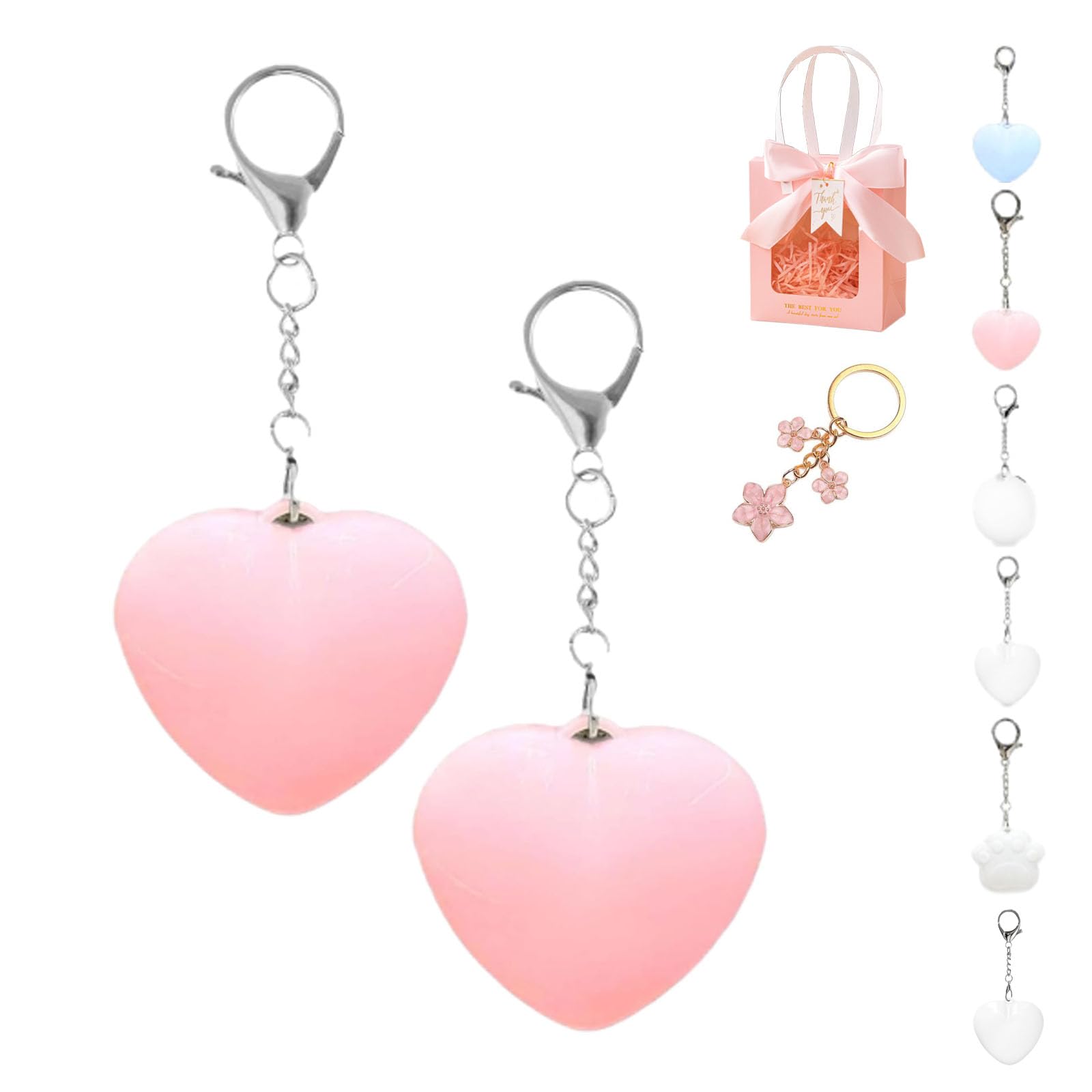 Gienslru Women's Pink Heart*2 Love Wallet Tote Bag Touch Sensing Light, Purse Light Handbag Lights, Rechargeable Mini Touch Handbag For Inside, Led Automatic Glow, Heart Shaped Purse Lights Keyring (Pink Heart*2)