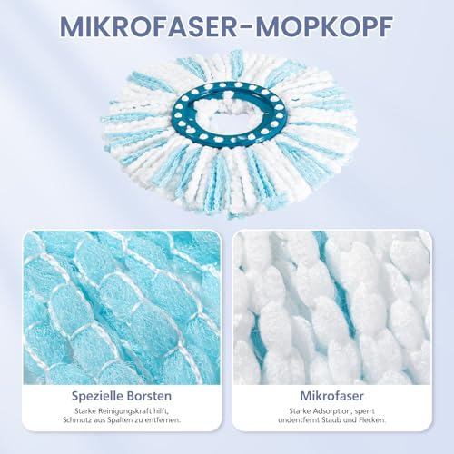 4 Stück Bodenwischer für Leifheit Clean Twist Disc Mop Ergo/Clean Twist Disc Mop, Wischmop Ersatzbezug mit 2-Faser-System für alle Bodenarten – Bild 4