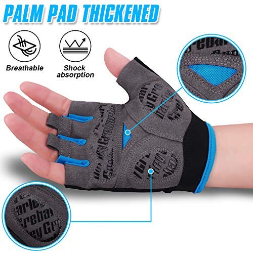 Grebarley Guanti MTB,Guanti da Ciclismo, Mezze Dita Guanti Ciclismo Estivi Uomo Donna, Traspirante/Antiurto/Confortevole/Antiscivolo Adatto per gli sport all'aperto