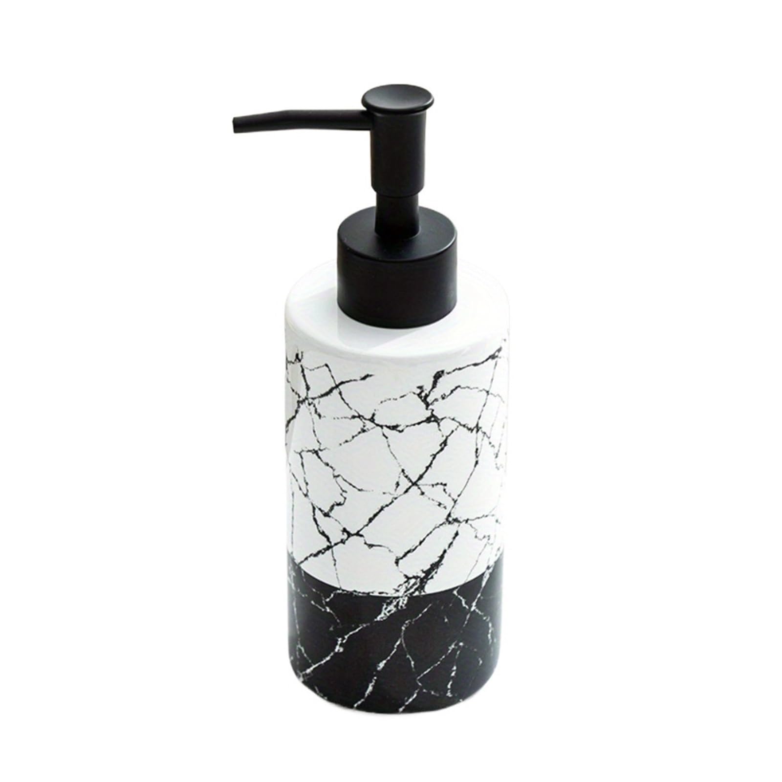 Seifenspender aus Keramik in Schwarz und Weiß, Marmor, Lotion- und Shampoo-Flasche für Badezimmer, Küche, stilvolles und modernes Wohnaccessoire
