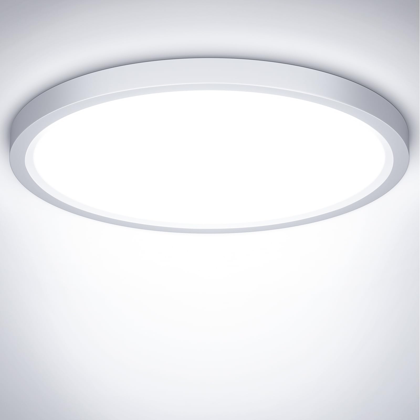 NIBSHOOM Plafoniera LED Soffitto, Lampadario Soffitto 18W, 6500K Lampada Luce Moderna per Camera da Letto, Bagno, Cucina, Soggiorno, Ufficio, Balcone, 1800LM, Bianco Naturale, Ø22cm