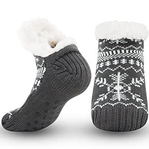 Belloxis Knuffelsokken wintersokken voor heren, warme, pluizige, dikke huissokken, huissokken met noppen, cadeau voor mannen voor Kerstmis 38-44, F-493B1 Grijs, 38/44 EU