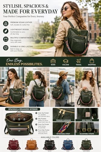 Image of Leather Backpack for Women | Large Capacity | College and Office use | PU Leather | shoulder bag for Ladies,