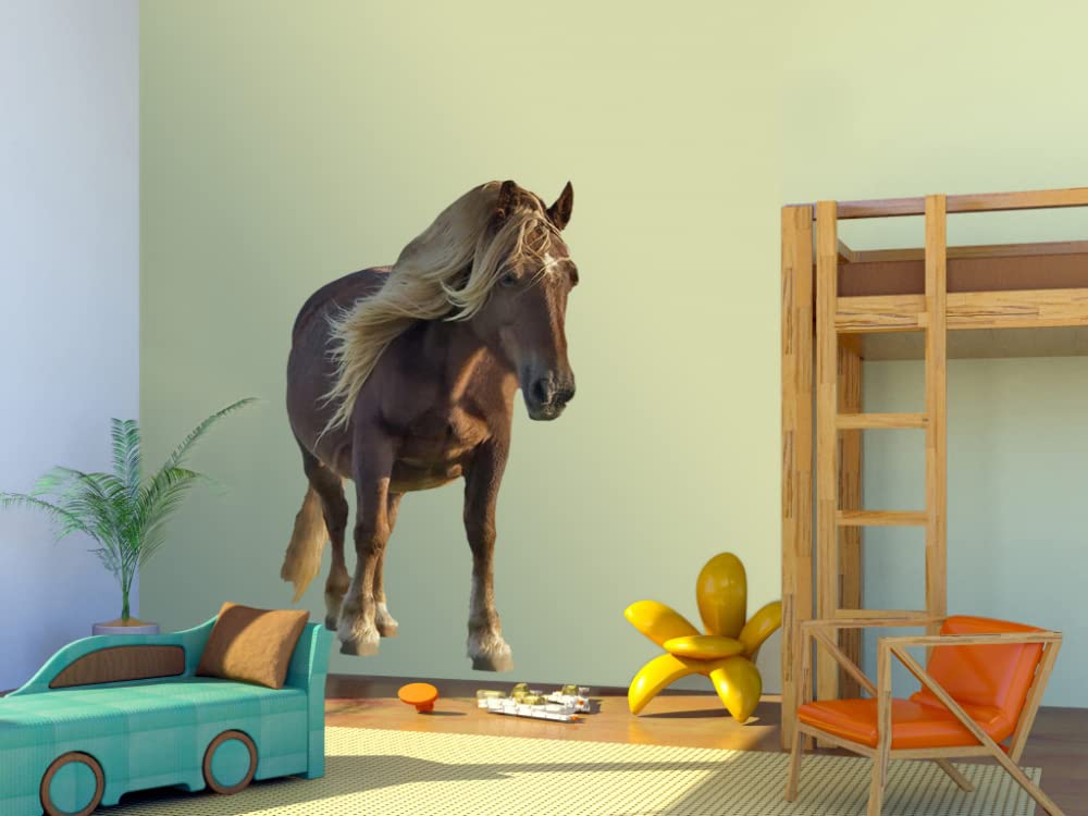 1art1 Tatuaż ścienny z motywem koni Pottok-Pony z Kraju Basków, dekoracyjna naklejka ścienna do salonu, pokoju dziecięcego, kuchni, łazienki, korytarza, naklejka na ścianę na drzwi, meble/szafę, 150 x