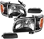 AUTOSAVER88 Headlight Assembly Compatible with Tacoma 2001-2004 Pickup Truck Replacement Headlights Black Housing with Amber Reflector Clear Lens + Bumper Lights