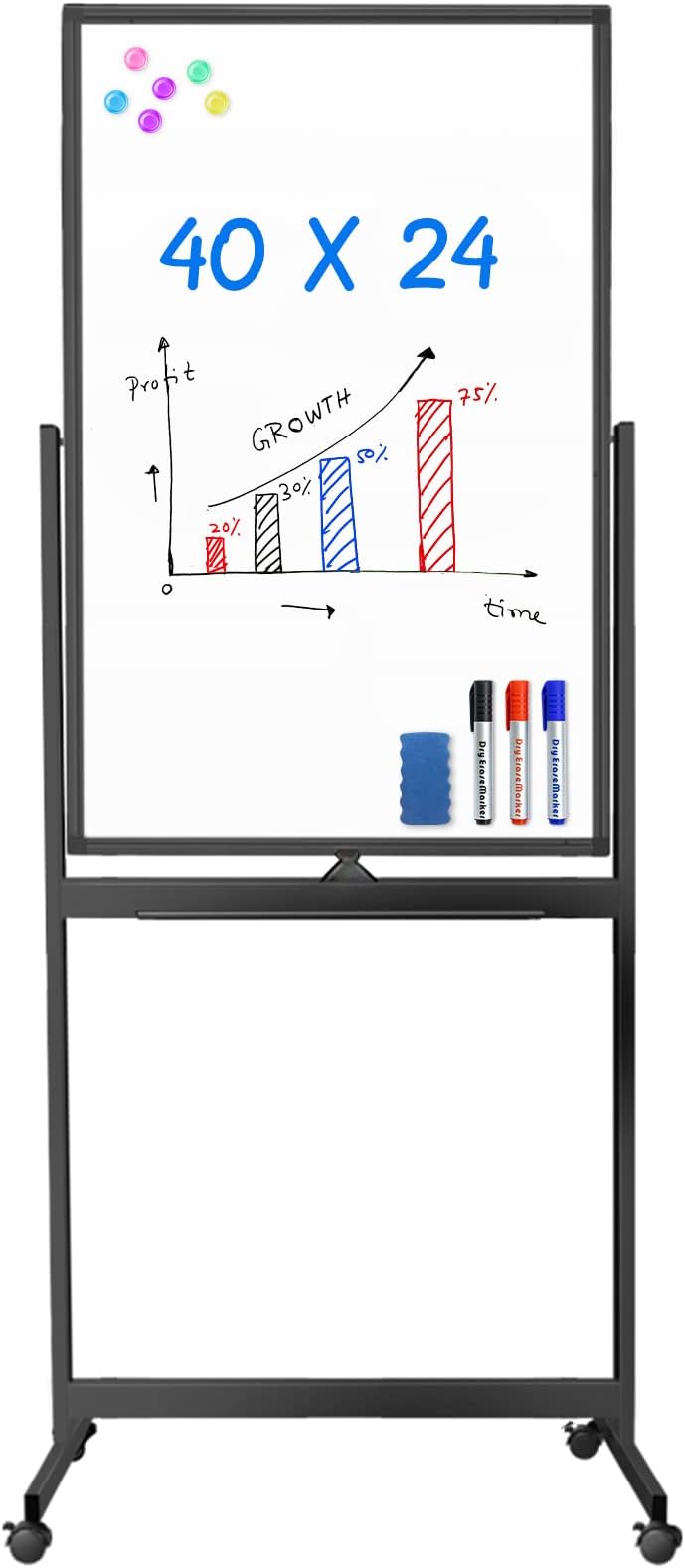 maxtek Mobile White Board, 40 x 24 Double Sided