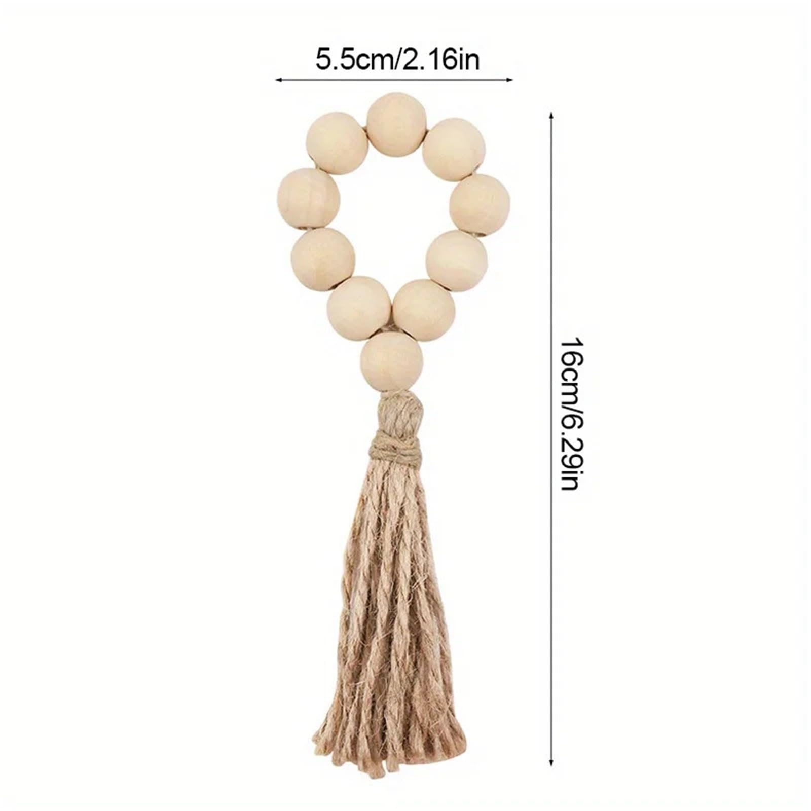 Anillos de servilleta para decoración de mesa, Servilleteros con borlas y cuentas de madera, 60 unidades. Decoración mesa boda boho