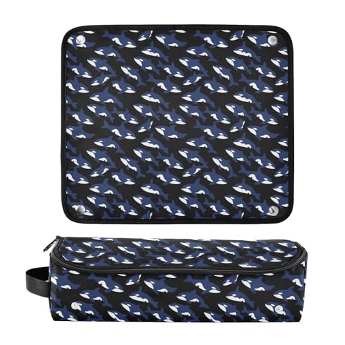 Bolso de viaje para herramientas capilares con alfombrilla resistente al calor, impermeable y plegable para planchas, rizadores y secadores de pelo, diseño Orca miniatura 3