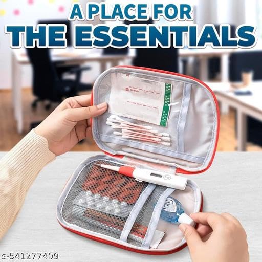 KENYS_First Aid Bag,Mini Portable Medical Bag for Outdoor Camping Hiking Travel Emergency,Multifunction Emergency Medicine Storage (Red) 3