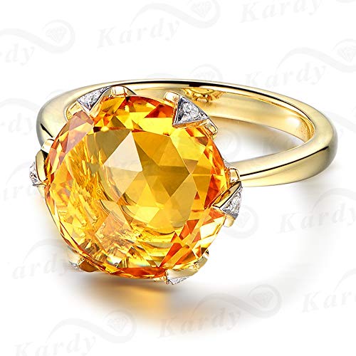 Rare 7.8ct Natural Citrine Ring with South Africa Diamonds of 5 Points Gemstone Solid 14K Yellow Gold Engagement Anniversary Rings for Women3