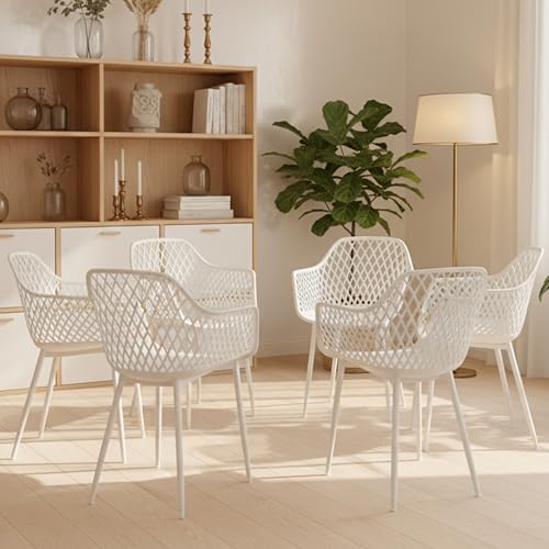 buybyroom Gartenstuhl 6er Set, Outdoor Stuhl mit Armlehne,...