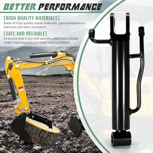 Image of Mini Excavator Thumb Cylinder, Hydraulic Cylinder 25mm /0.98in, Compatible with Mini Excavator Attachment Below 3 Tons - Replace Small Digger Three Holes Hydraulic Thumb Clip Only