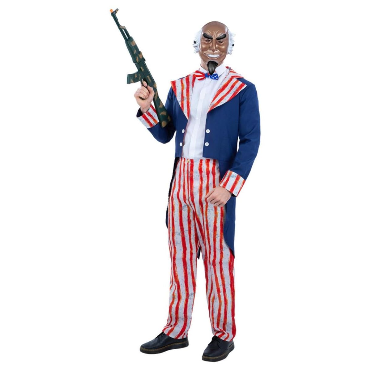 Smiffys Uncle Sam Horror Patriot Costume Jacket, Trousers, Bowtie & Mask, Halloween Adult Fancy Dress, Halloween Dress Up Costumes