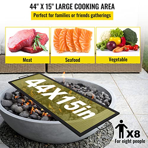 Vevor Fire Pit Cooking Grill Grate 44 X 15 In Foldable Rectangle Campfire Bbq Rack, Heavy Duty X-Marks With Portable Handle & Support Wire For Outdoor Picnic Party & Gathering, Black #TOP2