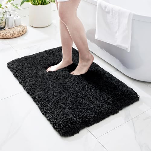 Disolla Black Bathroom Rug 24x36 - Non-Slip Plush Thick Bath Mat, Highly Absorbent & Ultra Soft Fluffy Floor Mat, Machine Washable for Shower and Tub by Disolla - Image 9