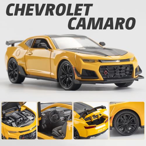 Image of Alokik Enterprise 1:24 Bumblebee Chevrolet Diecast Metal Pull Back Car with 6 Openable Doors with Sound and Light Toy Decoration car Best Gift Toys for Kids 【Colors as Per Stock】