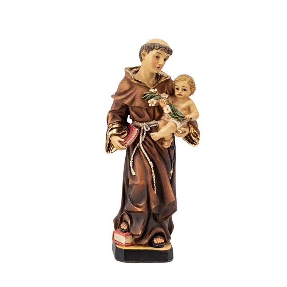 San Antonio Figura 14 cm. Patrón de Lisboa Detalle niño Brazos Resina decoración