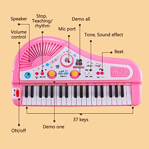 37 Chaves Crianças Piano Musical Piano Eletrônico Teclado Brinquedo Instrumento Musical com Microfon